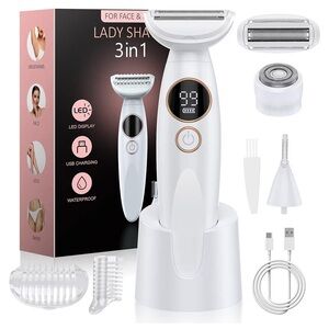 White 3-in-1 Electric Lady Shaver with LED Display